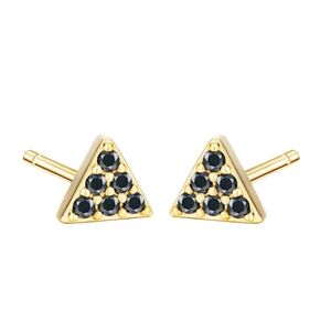 NEW | Petite 18k Gold Triangle‎ Black Pave Diamond Earrings